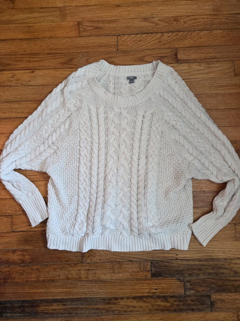 aerie Cream Cable Knit Crewneck Sweater